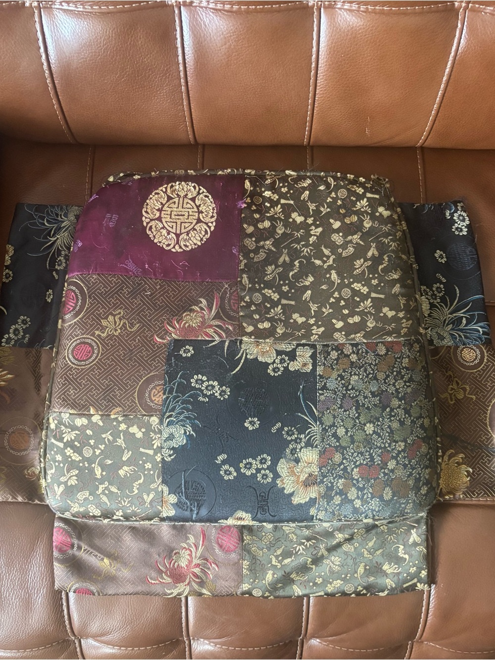 Pier 1 Patchwork Accent seat covers  in Black, Burgundy, Gold